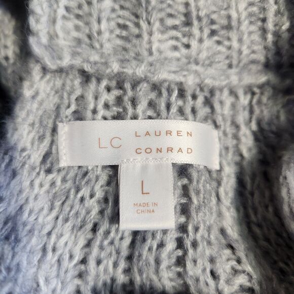 Lauren Conrad LC Sweater Women's Size Large Gray Round Neck w/Key Hole Back Tie - Picture 9 of 10